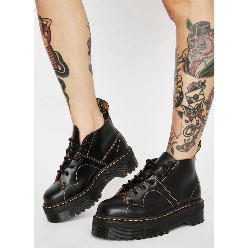 Dr. Martens Boots Church Quad Leather Platform Monkey Retro Black Women's Size 7